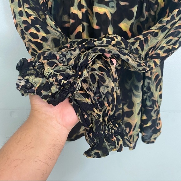 Anthropologie Blnk Miranda‎ Joelle Blouse Long Sleeve Camo Green Sz S - Picture 4 of 6